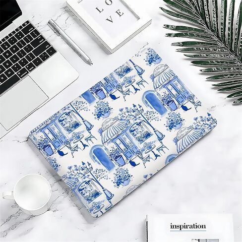 حافظة متوافقة مع جهاز MacBook Air 13 بوصة إصدار 2022-2018 موديل A2337 M1 M2 A2681، غطاء واقي فني لشاشة Air13 Retina مع Touch ID-Chinoiserie Blue and White Dessert، 13.3 Air(A1932) in Saudi Arabia