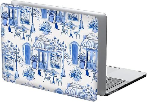 حافظة متوافقة مع جهاز MacBook Air 13 بوصة إصدار 2022-2018 موديل A2337 M1 M2 A2681، غطاء واقي فني لشاشة Air13 Retina مع Touch ID-Chinoiserie Blue and White Dessert، 13.3 Air(A1932) in Saudi Arabia
