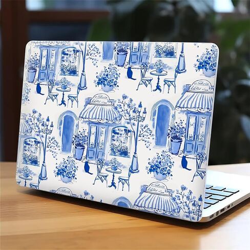 حافظة متوافقة مع جهاز MacBook Air 13 بوصة إصدار 2022-2018 موديل A2337 M1 M2 A2681، غطاء واقي فني لشاشة Air13 Retina مع Touch ID-Chinoiserie Blue and White Dessert، 13.3 Air(A1932) in Saudi Arabia