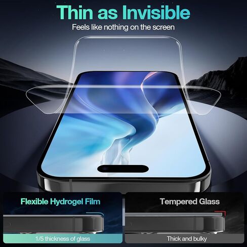3 Pack Flexible Film for iPhone 17 Pro Max Screen Protector[NOT GLASS], Non-breakable Soft TPU Hydrogel Film for iPhone 17 Pro Max, Invisible Thin, Scratch Resistant, Self-Healing in Saudi Arabia