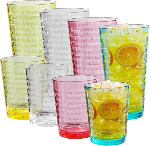 Acrylic Clear Highball Plastic Cups | Plastic Reusable Tumblers 16oz (Set of 6) | Stackable | BPA-free Tumblers | Shatterproof | Top-rack Dishwasher Safe in Kuwait