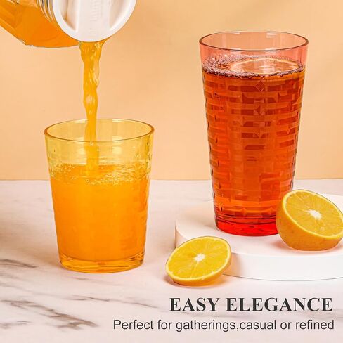 Acrylic Clear Highball Plastic Cups | Plastic Reusable Tumblers 16oz (Set of 6) | Stackable | BPA-free Tumblers | Shatterproof | Top-rack Dishwasher Safe in Kuwait