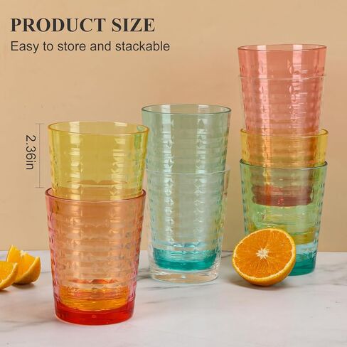 Acrylic Clear Highball Plastic Cups | Plastic Reusable Tumblers 16oz (Set of 6) | Stackable | BPA-free Tumblers | Shatterproof | Top-rack Dishwasher Safe in Kuwait