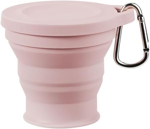Folding water cup can be carried, drinking water cup outdoor camping compression cup retractable silicone cup (Pink) in Saudi Arabia