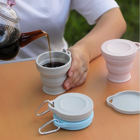 Folding water cup can be carried, drinking water cup outdoor camping compression cup retractable silicone cup (Pink) in Saudi Arabia
