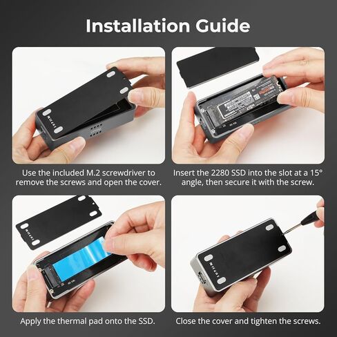 حاوية TESmart 80Gbps M.2 NVMe SSD مع شريحة JHL9480، PCIe 5.0 SSD | متوافق مع Thunderbolt 5/4/3/USB4 v2/USB4، التبريد الذكي | 8 تيرابايت ماكس | وحدة تخزين خارجية عالية السرعة تبلغ 7000 ميجابايت/ثانية (TBE-X5PRO) in Kuwait