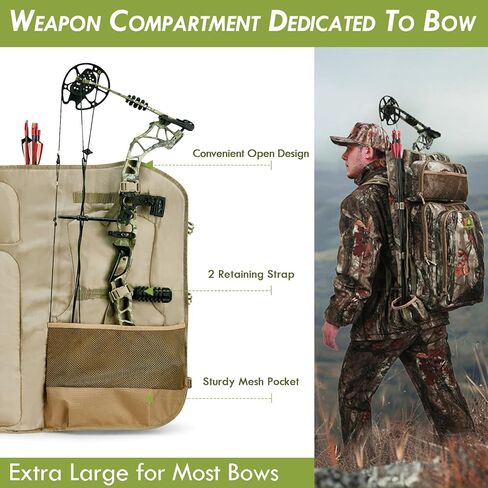 Bow Hunting Backpack for Men, Saddle Camo backpack with Bow Holder, Compound Bow Hunting Bag for Deer and Elk Hunting in Kuwait