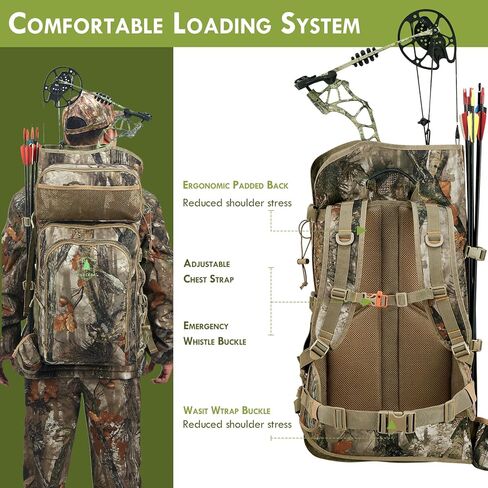 Bow Hunting Backpack for Men, Saddle Camo backpack with Bow Holder, Compound Bow Hunting Bag for Deer and Elk Hunting in Kuwait