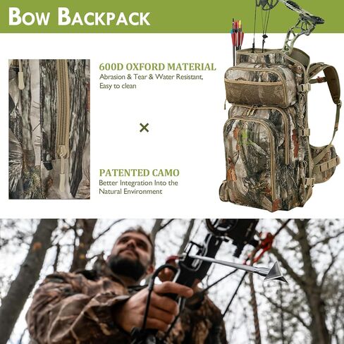 Bow Hunting Backpack for Men, Saddle Camo backpack with Bow Holder, Compound Bow Hunting Bag for Deer and Elk Hunting in Kuwait