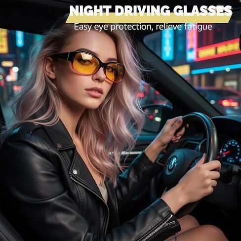 نظارات القيادة الليلية للنساء من SIPHEW نظارات مستقطبة مضادة للوهج للرؤية الليلية نظارات صفراء تلتف حول الليل/ضبابي in Kuwait