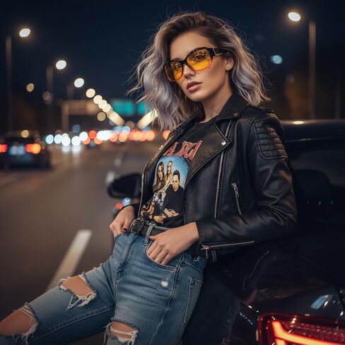 نظارات القيادة الليلية للنساء من SIPHEW نظارات مستقطبة مضادة للوهج للرؤية الليلية نظارات صفراء تلتف حول الليل/ضبابي in Kuwait