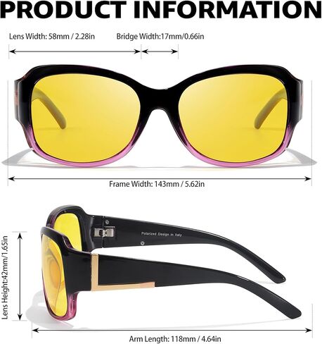 نظارات القيادة الليلية للنساء من SIPHEW نظارات مستقطبة مضادة للوهج للرؤية الليلية نظارات صفراء تلتف حول الليل/ضبابي in Kuwait