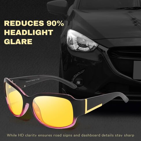 نظارات القيادة الليلية للنساء من SIPHEW نظارات مستقطبة مضادة للوهج للرؤية الليلية نظارات صفراء تلتف حول الليل/ضبابي in Kuwait