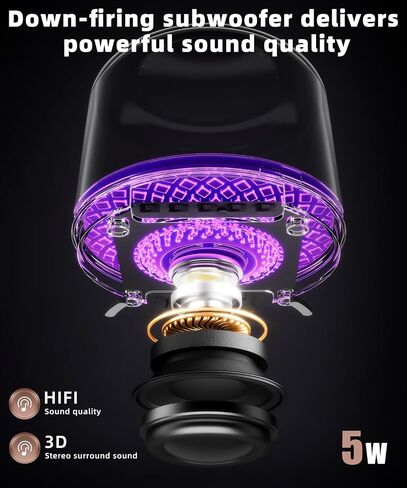 Bluetooth Speaker with HD Sound and Lights, Portable Wireless, Long-lasting battery life, TWS Pairing, for Home/Party/Outdoor/Travel/Beach, Stocking Stuffers, White Elephant Gifts for Adults (Black) in Saudi Arabia