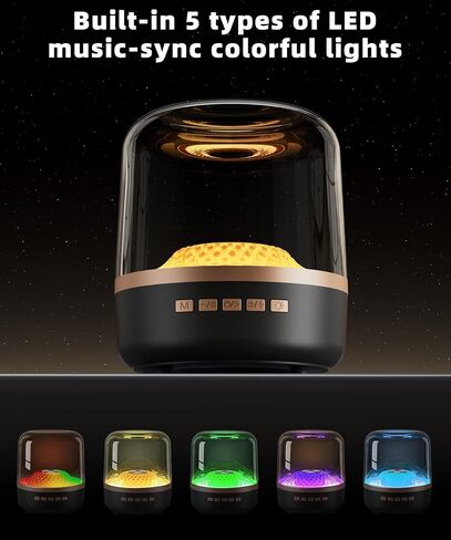 Bluetooth Speaker with HD Sound and Lights, Portable Wireless, Long-lasting battery life, TWS Pairing, for Home/Party/Outdoor/Travel/Beach, Stocking Stuffers, White Elephant Gifts for Adults (Black) in Saudi Arabia