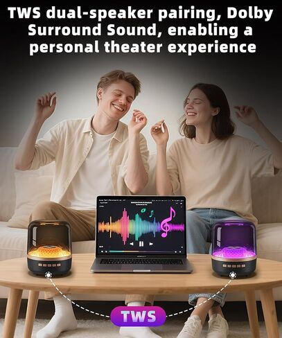 Bluetooth Speaker with HD Sound and Lights, Portable Wireless, Long-lasting battery life, TWS Pairing, for Home/Party/Outdoor/Travel/Beach, Stocking Stuffers, White Elephant Gifts for Adults (Black) in Saudi Arabia
