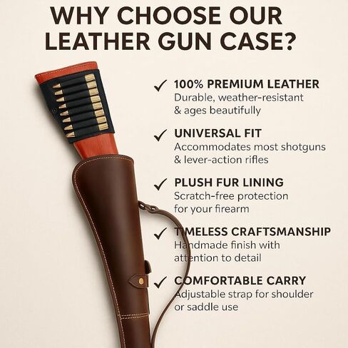 Leather Gun Scabbard Cover 33-Inch for Shotgun & Rifle Case, Made with 100% Premium Leather, Shotgun Rifle Case in Saudi Arabia