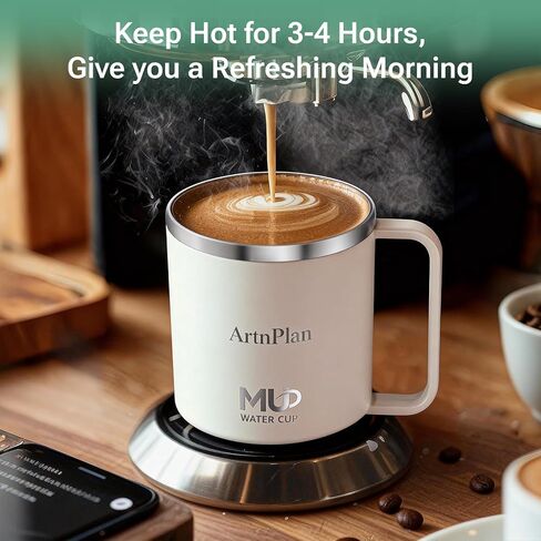 كوب قهوة معزول بغطاء سعة 14oz، كوب قهوة من الفولاذ المقاوم للصدأ بمقبض، كوب مفرغ مزدوج الجدار، كوب مانع للتسرب، مشروبات ساخنة وباردة، كوب سفر كهدية عيد الميلاد، السيارة، المكتب، التخييم in Kuwait