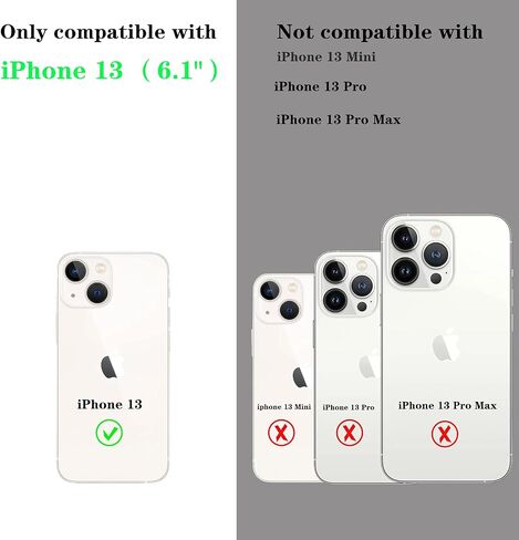 حافظة محفظة MInCYB لهاتف iPhone 13، غطاء جلد PU مغناطيسي قابل للفصل مع حزام للنساء والرجال. أسود in Kuwait