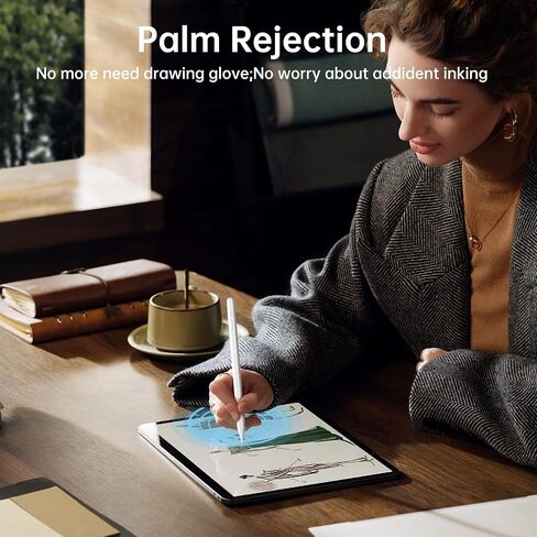 قلم ستايلس لجهاز iPad A16، (2018-2025) قلم Apple مع خاصية رفض راحة اليد، شحن سريع، حساسية للإمالة، لجهاز iPad 11/10/9/8/7/6th Generation، Pro 13"/12.9"/11"/M4، Air 7/6/5/4/3/M3، Mini 5th (أبيض) in Kuwait
