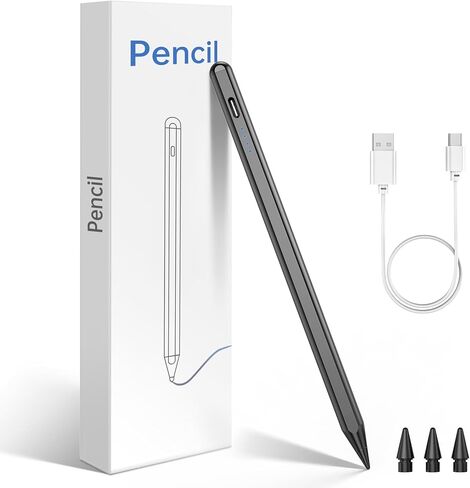 قلم ستايلس لجهاز iPad A16، (2018-2025) قلم Apple مع خاصية رفض راحة اليد، شحن سريع، حساسية للإمالة، لجهاز iPad 11/10/9/8/7/6th Generation، Pro 13"/12.9"/11"/M4، Air 7/6/5/4/3/M3، Mini 5th (أبيض) in Kuwait