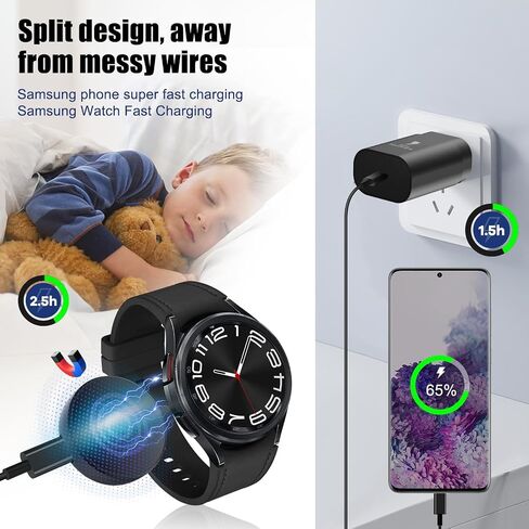 Galaxy Watch Charger,USB-C Cable, 25W Super Fast Charger Compatible with Galaxy Watch 8/7/6/6 Classic/5 Pro/5/4/4 Classic and Galaxy S25 S24 S23 Note/Z Fold/iPhone 16/15 in Saudi Arabia