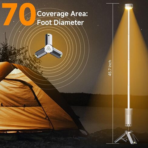Rechargeable 21000mAh Camping Light, Telescopic Camping Lights, Collapsible Magnetic Camping Lantern with Stand IPX6 Waterproof Flashlights, Camping Lamp for Emergency, Hiking (Black) in Saudi Arabia