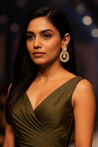 Touchstone Indian Bollywood Chandbali Moon Kundan Polki Look Rhinestones Long Bridal Designer Jewelry Chandelier Earrings For Women In Gold Tone in Kuwait