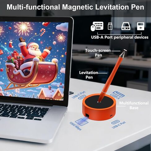 قلم حبر جاف مع ارتفاع مغناطيسي وقاعدة وصل USB C، ومحول 4 في 1 مع جيجابت إيثرنت، هدية عمل مثالية لعيد الميلاد للمحترفين الناجحين، وعشاق التكنولوجيا، وأقلام Pentel ومستخدمي أقلام التوقيع in Saudi Arabia