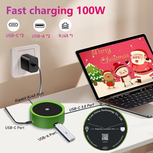 قلم حبر جاف مع ارتفاع مغناطيسي وقاعدة وصل USB C، ومحول 4 في 1 مع جيجابت إيثرنت، هدية عمل مثالية لعيد الميلاد للمحترفين الناجحين، وعشاق التكنولوجيا، وأقلام Pentel ومستخدمي أقلام التوقيع in Kuwait