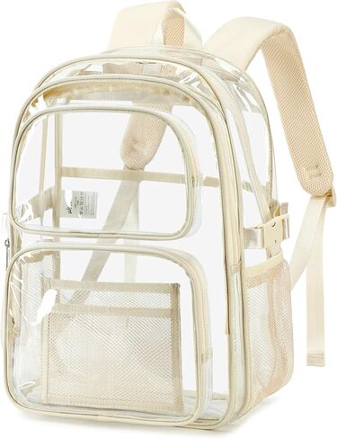 abshoo Large Heavy Duty Clear Backpack For School Bookbag Transparent Multi Pocket Backpacks (Blue) in Saudi Arabia