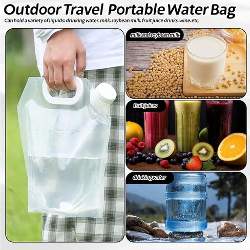 2 Pcs 5L Camping Canteens Collapsible Water Container Bag, Foldable Portable Water Canteen for Outdoor Hiking Backpacking, Survival Water Bottle(Blue) in Saudi Arabia