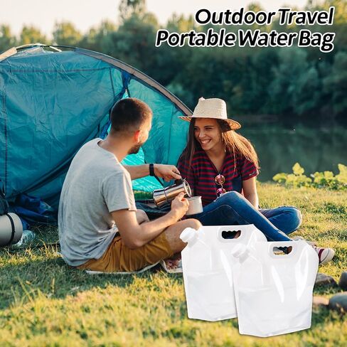 2 Pcs 5L Camping Canteens Collapsible Water Container Bag, Foldable Portable Water Canteen for Outdoor Hiking Backpacking, Survival Water Bottle(Blue) in Saudi Arabia