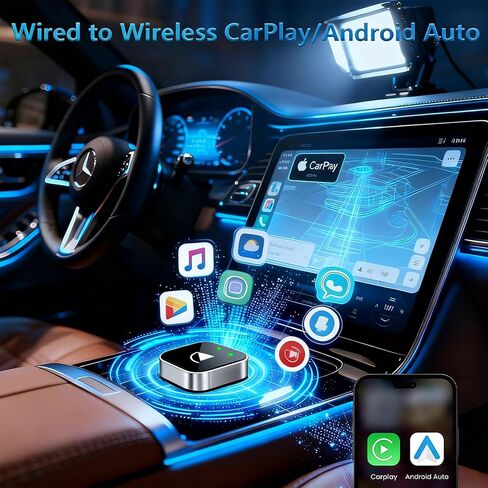 محول CarPlay اللاسلكي لأجهزة Apple iPhone وAndroid (ترقية جديدة لعام 2026) حجم صغير، التوصيل والتشغيل، اتصال سريع ومستقر محول لاسلكي لـ CarPlay وAndroid in Kuwait