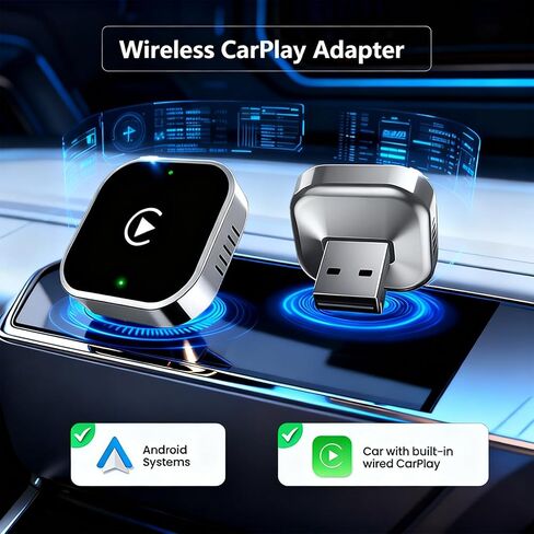 محول CarPlay اللاسلكي لأجهزة Apple iPhone وAndroid (ترقية جديدة لعام 2026) حجم صغير، التوصيل والتشغيل، اتصال سريع ومستقر محول لاسلكي لـ CarPlay وAndroid in Kuwait