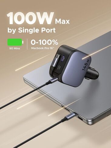 UGREEN 145W 4-Port Retractable Car Charger, 3C1A USB C Fast Charger with 60W Retractable Cable, Cigarette Lighter Adapter Compatible with MacBook Pro, iPhone 17/16, Galaxy S25/S24 Ultra, iPad, Laptop in Saudi Arabia