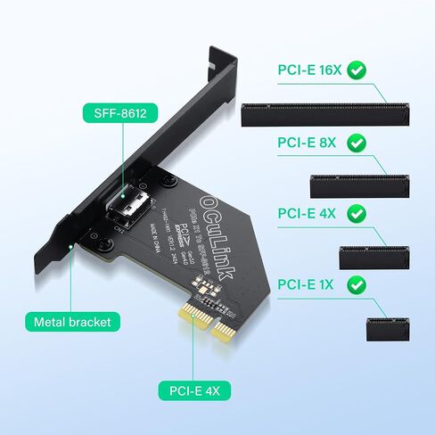 SinLoon PCIE to Oculink SFF-8612 Adapter PCI-Express 4.0 Oculink External Graphics Card with Slot Bracket (PCIE X4) in Kuwait