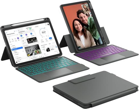 حافظة لوحة مفاتيح متينة من CHESONA لجهاز iPad (A16) الجيل الحادي عشر 2025/الجيل العاشر 10.9 بوصة 2022، لوحة تتبع ذكية، قابلة للتعديل من 15 درجة إلى 180 درجة، صورة/منظر طبيعي، لوحة مفاتيح بإضاءة خلفية مغناطيسية لجهاز iPad (A16) الجيل الحادي عشر/العاشر، رما in Kuwait