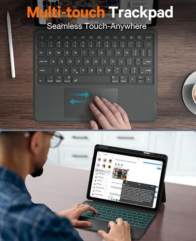 حافظة لوحة مفاتيح متينة من CHESONA لجهاز iPad (A16) الجيل الحادي عشر 2025/الجيل العاشر 10.9 بوصة 2022، لوحة تتبع ذكية، قابلة للتعديل من 15 درجة إلى 180 درجة، صورة/منظر طبيعي، لوحة مفاتيح بإضاءة خلفية مغناطيسية لجهاز iPad (A16) الجيل الحادي عشر/العاشر، رما in Kuwait