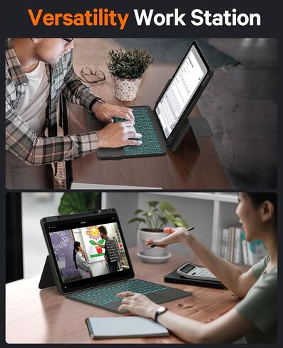 حافظة لوحة مفاتيح متينة من CHESONA لجهاز iPad (A16) الجيل الحادي عشر 2025/الجيل العاشر 10.9 بوصة 2022، لوحة تتبع ذكية، قابلة للتعديل من 15 درجة إلى 180 درجة، صورة/منظر طبيعي، لوحة مفاتيح بإضاءة خلفية مغناطيسية لجهاز iPad (A16) الجيل الحادي عشر/العاشر، رما in Kuwait