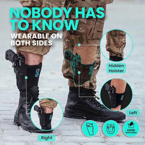 حافظة الكاحل لـ 380، حافظة الحذاء الداخلية – سحب صامت سريع – مريح ومتين | يناسب: SIG P365 P238 Ruger LCP 380 LC9 EC9s Glock 26 43، Bodyguard 380، M&P Shield وبنادق مماثلة [380 9mm 22 LR] in Kuwait