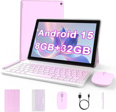 تابلت أندرويد 15، 10 بوصة، 2 في 1 مع لوحة مفاتيح. ذاكرة وصول عشوائي 8 جيجابايت + ذاكرة تخزين داخلية 32 جيجابايت تدعم أجهزة الكمبيوتر اللوحية القابلة للتوسيع بسعة 1 تيرابايت، وحدة المعالجة المركزية رباعية النواة، شاشة عالية الدقة، BT، واي فاي، أجهزة لوحية  in Kuwait