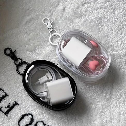 1PC Transparent Data Cable Organizer for Outdoor Use - Portable Digital Charger Cord Management, White in Saudi Arabia