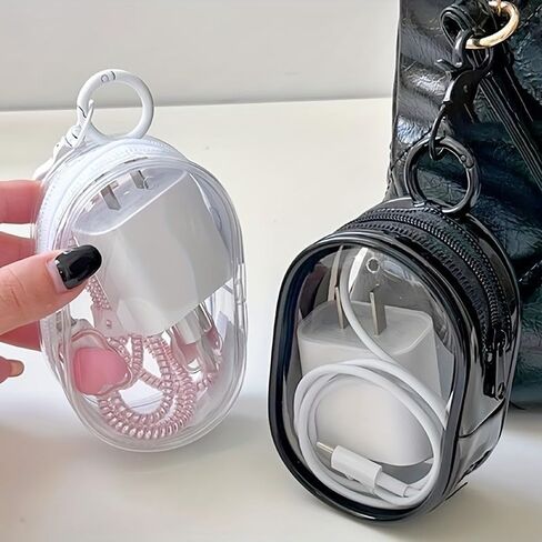 1PC Transparent Data Cable Organizer for Outdoor Use - Portable Digital Charger Cord Management, White in Saudi Arabia