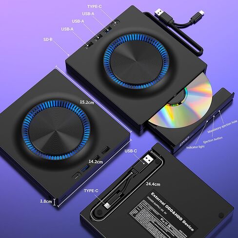 ناسخ محرك أقراص خارجي محمول مع اتصال USB 3.0 ونوع C بسرعة 5 جيجابت في الثانية متوافق مع الكمبيوتر المحمول والكمبيوتر المحمول in Kuwait