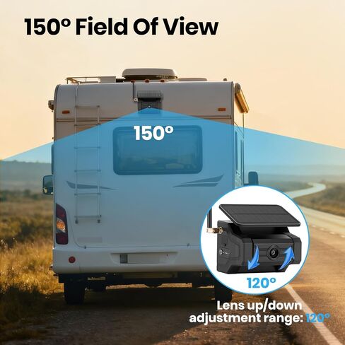 Magnetic Solar Wireless Backup Camera for Trailer: No Wiring 3 Mins Quick Install 7" HD 2-Split Monitor Rechargeable Battery IP68 Rearview Camera System for RV Truck Camper Horse Trailer Camera in Kuwait