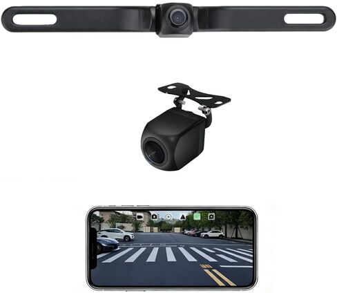 5G WiFi Wireless Backup Camera AHD 1080P License Plate Camera for iPhone iPad Android Smart Phones Clear Night Vision IP68 Waterproof Rear/Front View Reverse Camera for Sedans SUV MPV Van Pickup in Saudi Arabia