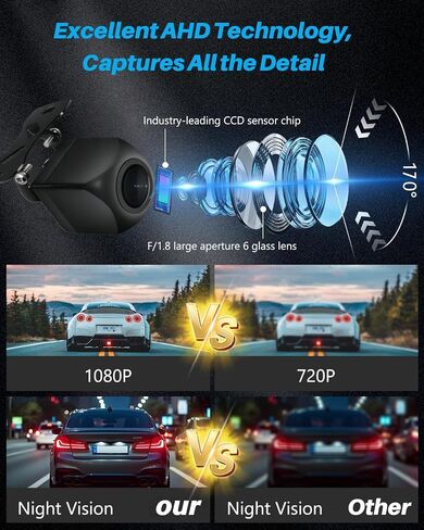 5G WiFi Wireless Backup Camera AHD 1080P License Plate Camera for iPhone iPad Android Smart Phones Clear Night Vision IP68 Waterproof Rear/Front View Reverse Camera for Sedans SUV MPV Van Pickup in Saudi Arabia