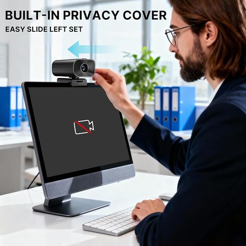 Conference Webcam with Dual Microphones &Speaker, All in one Webcam 5X Digital Zoom & Privacy Cover, ePTZ USB Camera with Remote for Computer, Laptop, Mac, Zoom, Teams, 1080P HD in Saudi Arabia