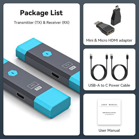 328FT/100M Wireless HDMI Transmitter and Receiver Portable 2.4G+5.8G Plug & Play Support 4K Decode 1080P Output Wireless HDMI Extender Kit for Audio to Monitor from Laptop/TV Box/Projector in Saudi Arabia